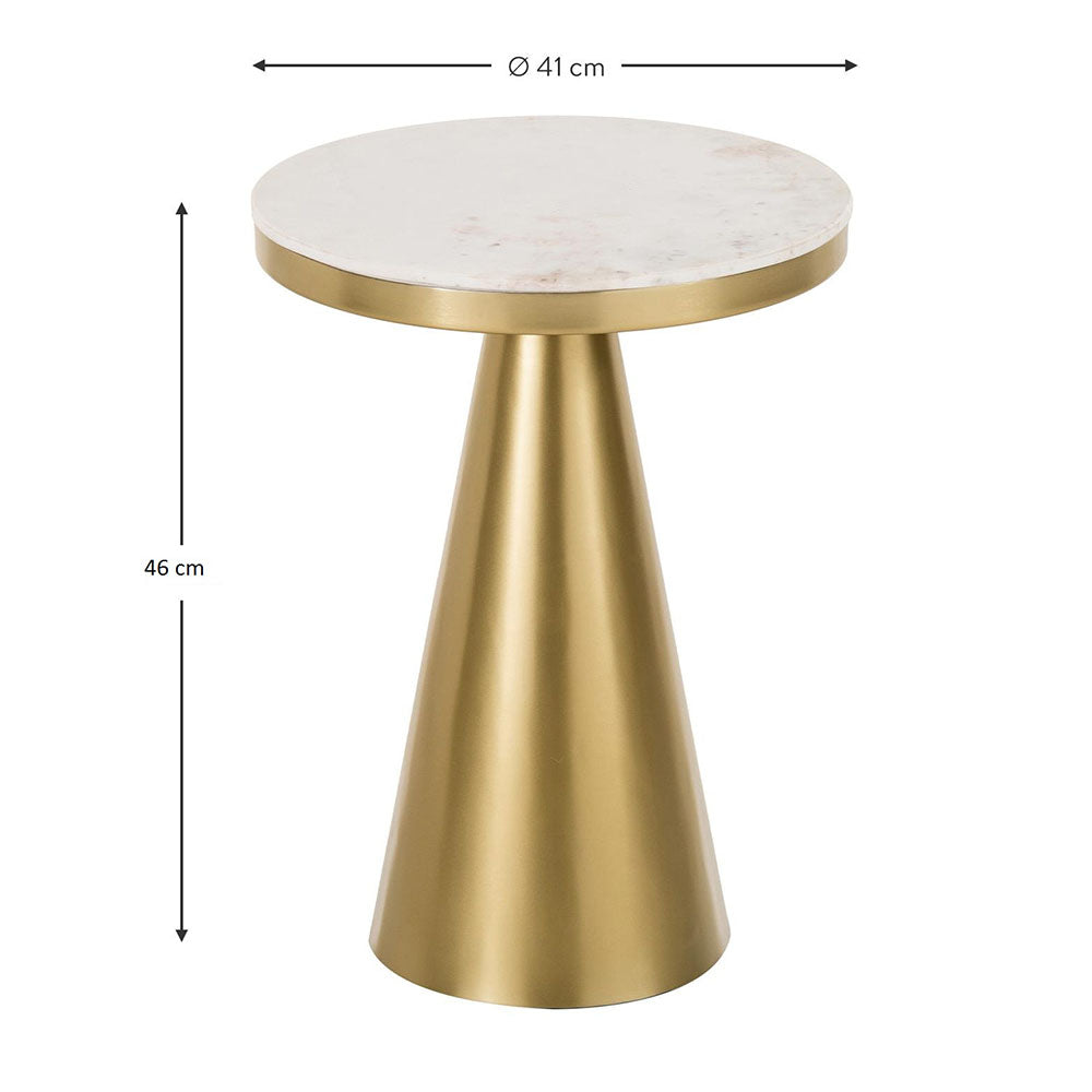 End Table, (BI2811) Side Table with White Marble Top & Golden Iron Leg, End Table - VT12183
