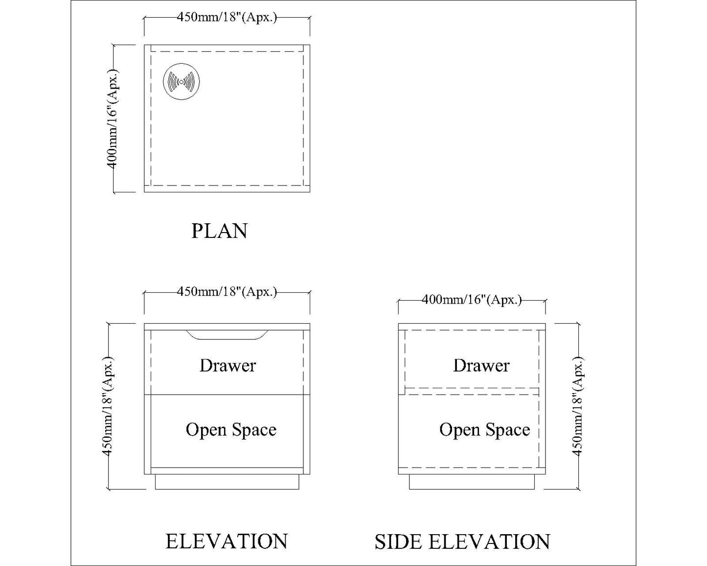 Bedside Table, Bedside Table with Wireless charger of Samsung, I Phone & Compatible Devices, Bedside Table in White Color, Side Table with Drawer, Bedside Table - VT12230