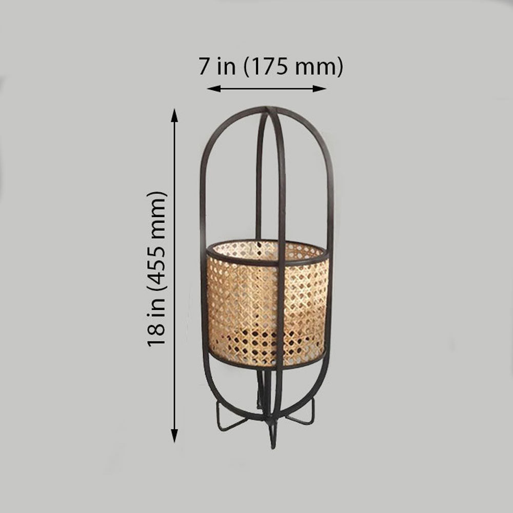 Table Lamp, Table Lamp with Black Color, Table Lamp in Metal & Cane, Table Lamp for Home, Table Lamp - VT14006