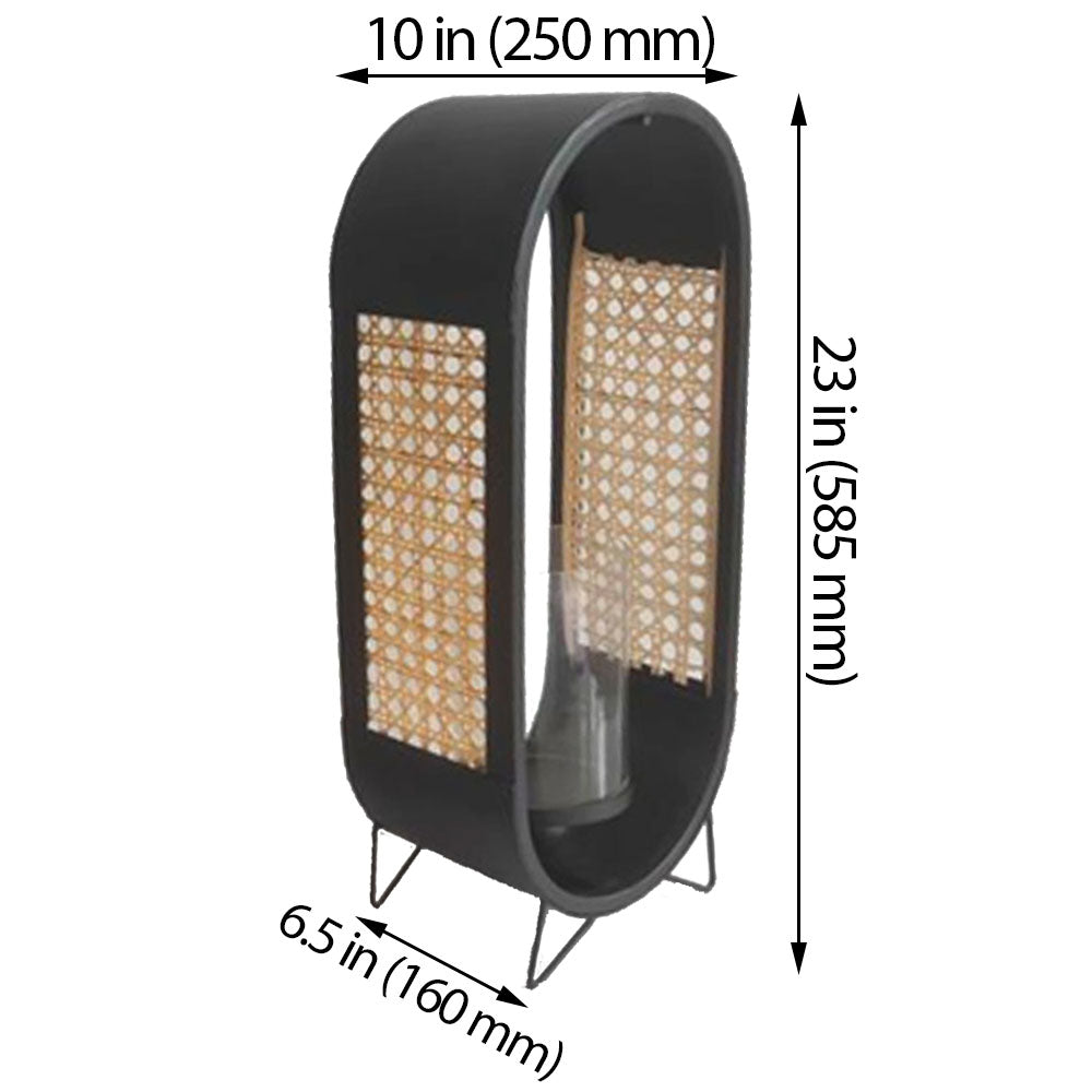Table Lamp, Table Lamp with Black Color, Table Lamp in Metal & Cane, Table Lamp for Home, Table Lamp - VT14013