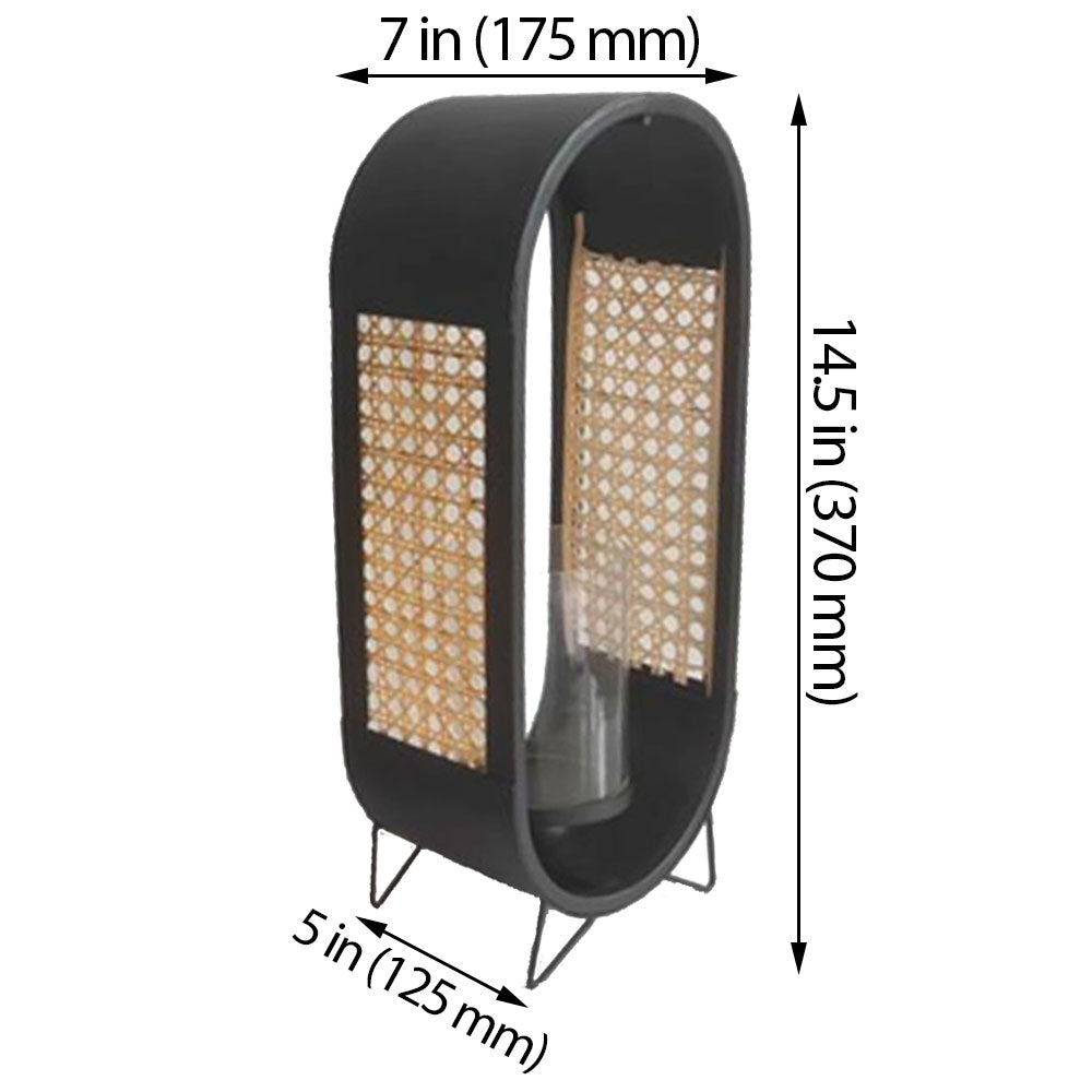 Table Lamp, Table Lamp with Black Color, Table Lamp in Metal & Cane, Table Lamp for Home, Table Lamp - VT14015