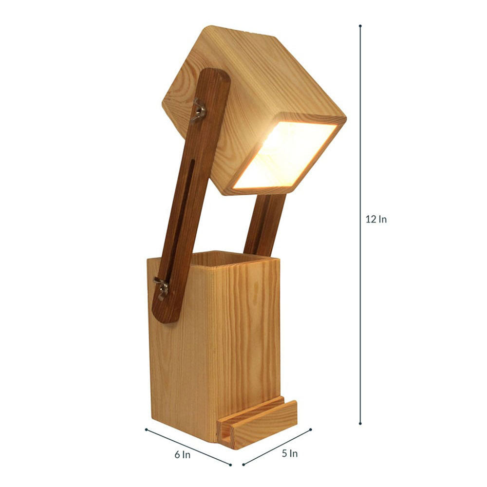 Table Lamp, Table Lamp with Brown Color, Table Lamp in Wood, Table Lamp for Living & Bedroom Area, Table Lamp with Pen Stand, Table Lamp - VT14051
