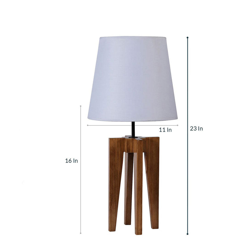 Table Lamp, Table Lamp with Dark Brown & White Color, Table Lamp in Wood, Table Lamp for Living & Bedroom Area, Table Lamp - VT14052