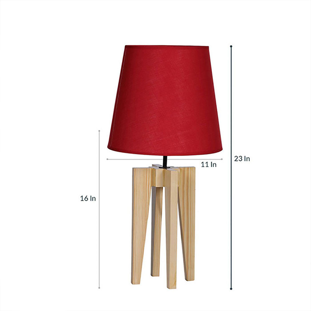 Table Lamp, Table Lamp with Dark Brown & Red Color, Table Lamp in Wood, Table Lamp for Living & Bedroom Area, Table Lamp - VT14053