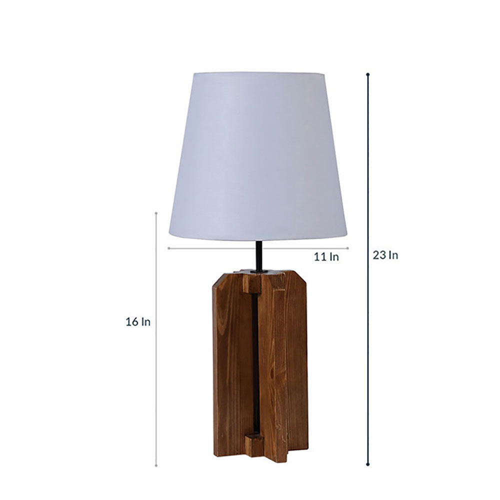 Table Lamp, Table Lamp with Dark Brown & White Color, Table Lamp in Wood, Table Lamp for Living & Bedroom Area, Table Lamp - VT14054