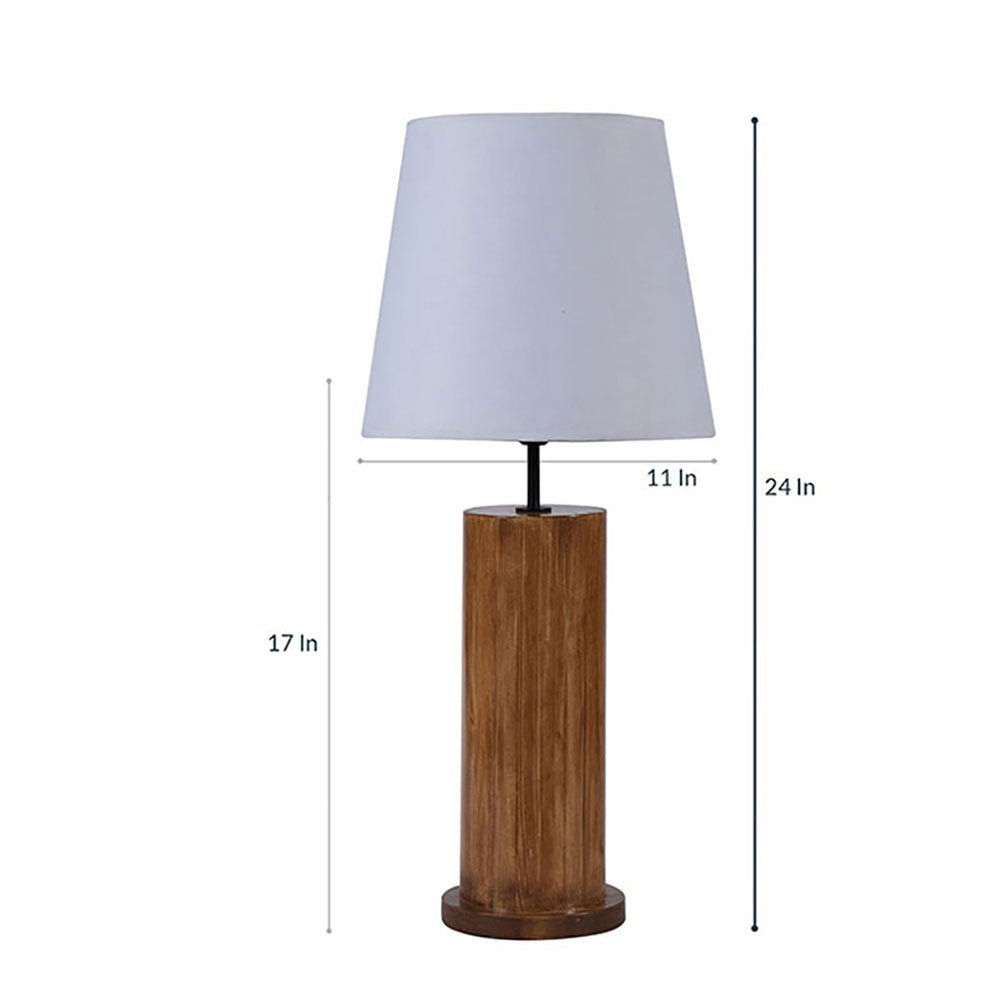 Table Lamp, Table Lamp with Dark Brown & White Color, Table Lamp in Wood, Table Lamp for Living & Bedroom Area, Table Lamp - VT14055