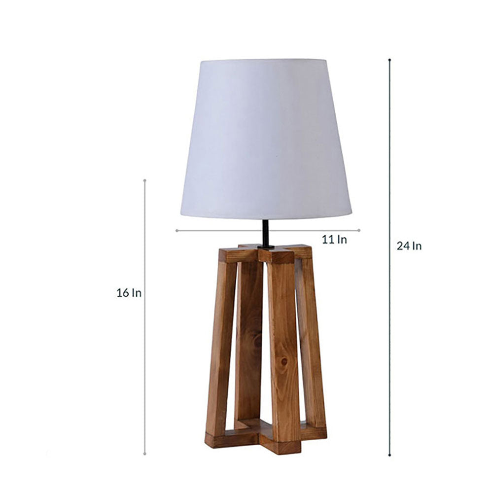 Table Lamp, Table Lamp with Brown & White Color, Table Lamp in Wood, Table Lamp for Living & Bedroom Area, Table Lamp - VT14057