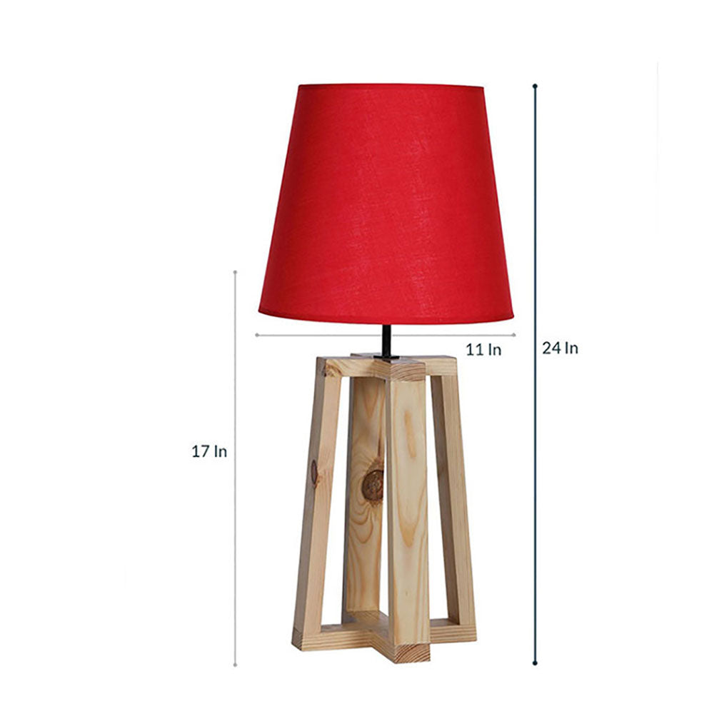 Table Lamp, Table Lamp with Brown & Red Color, Table Lamp in Wood, Table Lamp for Living & Bedroom Area, Table Lamp - VT14058