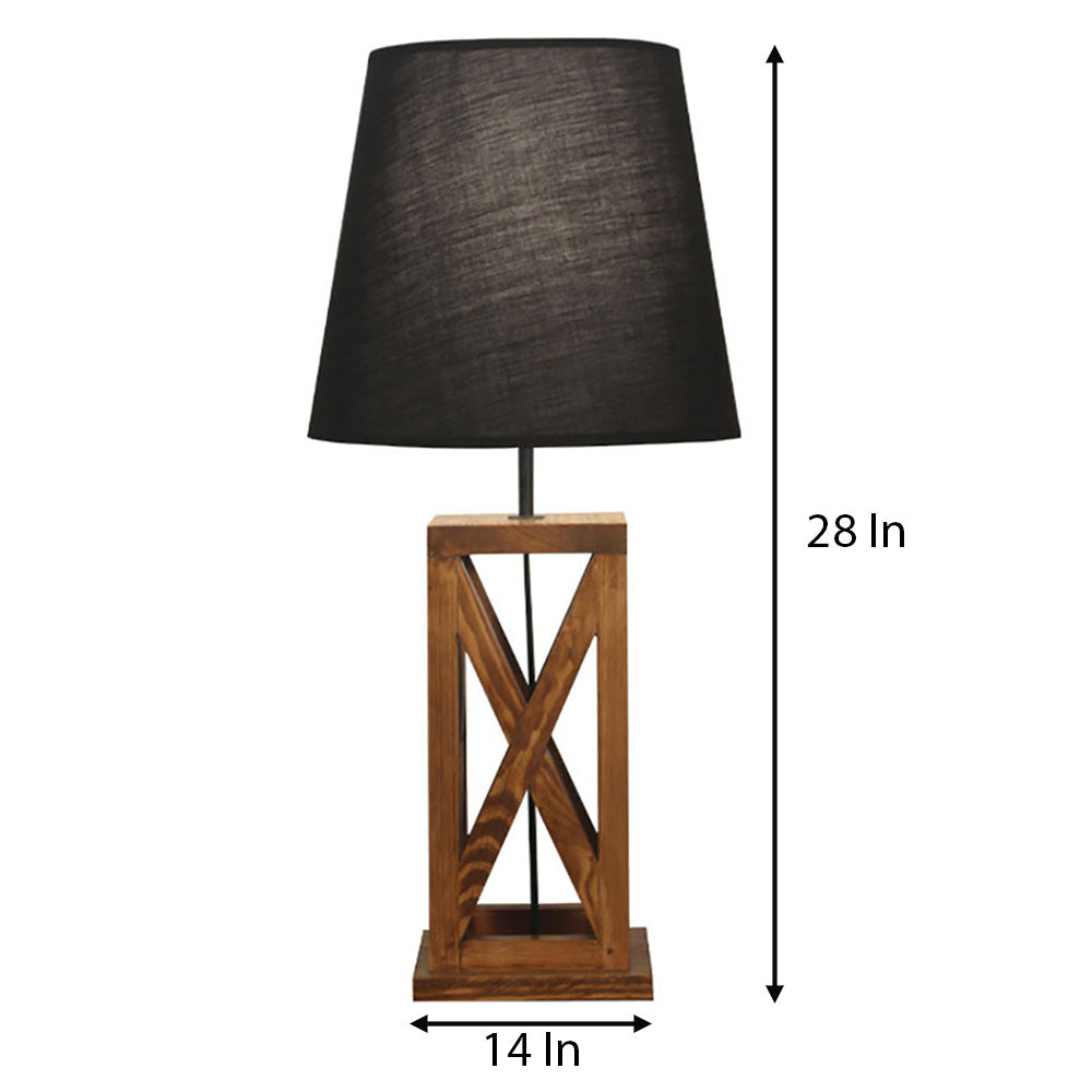 Table Lamp, Table Lamp with Dark Brown & Black Color, Table Lamp in Wood, Table Lamp for Living & Bedroom Area, Table Lamp - VT14065