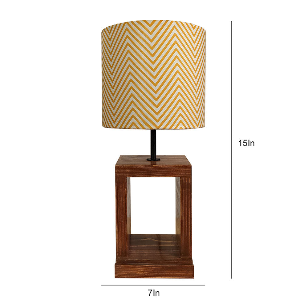 Table Lamp, Table Lamp with Dark Brown & Yellow Color, Table Lamp in Wood, Table Lamp for Living & Bedroom Area, Table Lamp - VT14067