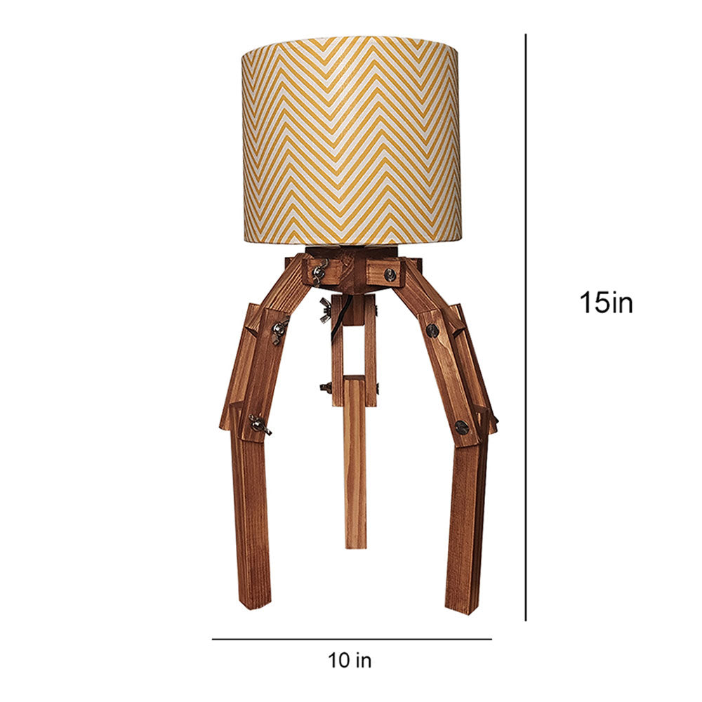 Table Lamp, Table Lamp with Dark Brown & Yellow Color, Table Lamp in Wood, Table Lamp for Living & Bedroom Area, Table Lamp - VT14071