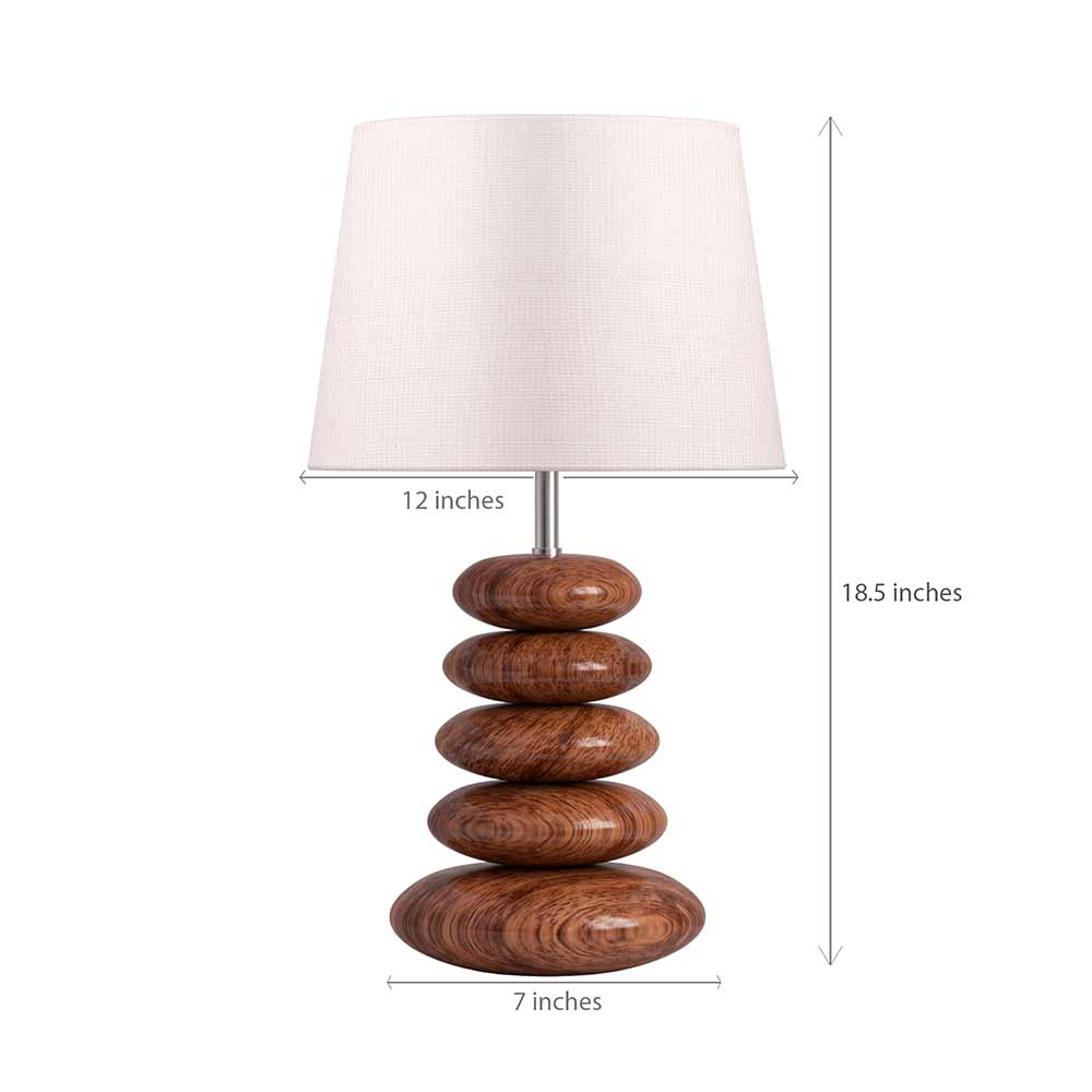 Table Lamp, (DTT W535BTEW) Divine Trend, Table Lamp With Off-White & Brown Color, Table Lamp In Wood, Table Lamp For Living & Bedroom Area, Table Lamp - VT14157