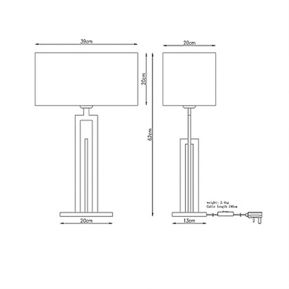 Table Lamp, Iconic Table Lamp (Sizzling Lights), Nightstand Lamp, Rectangular Lampshade, Chorme Finish Color, Table Lamp - VT14185