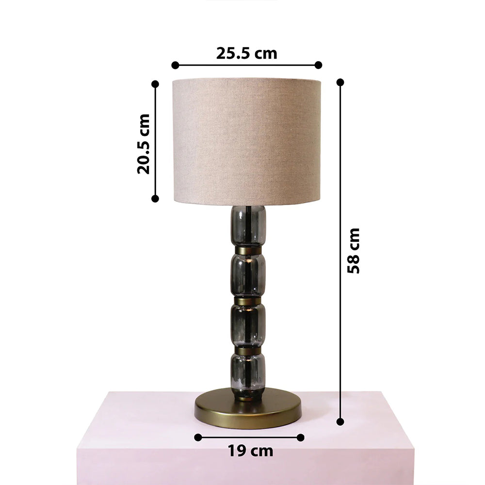 Table Lamp, Valore Glass (Home Blitz), Nightstand Lamp, Gold & Beige Color Table Light, Table Lamp - VT14204