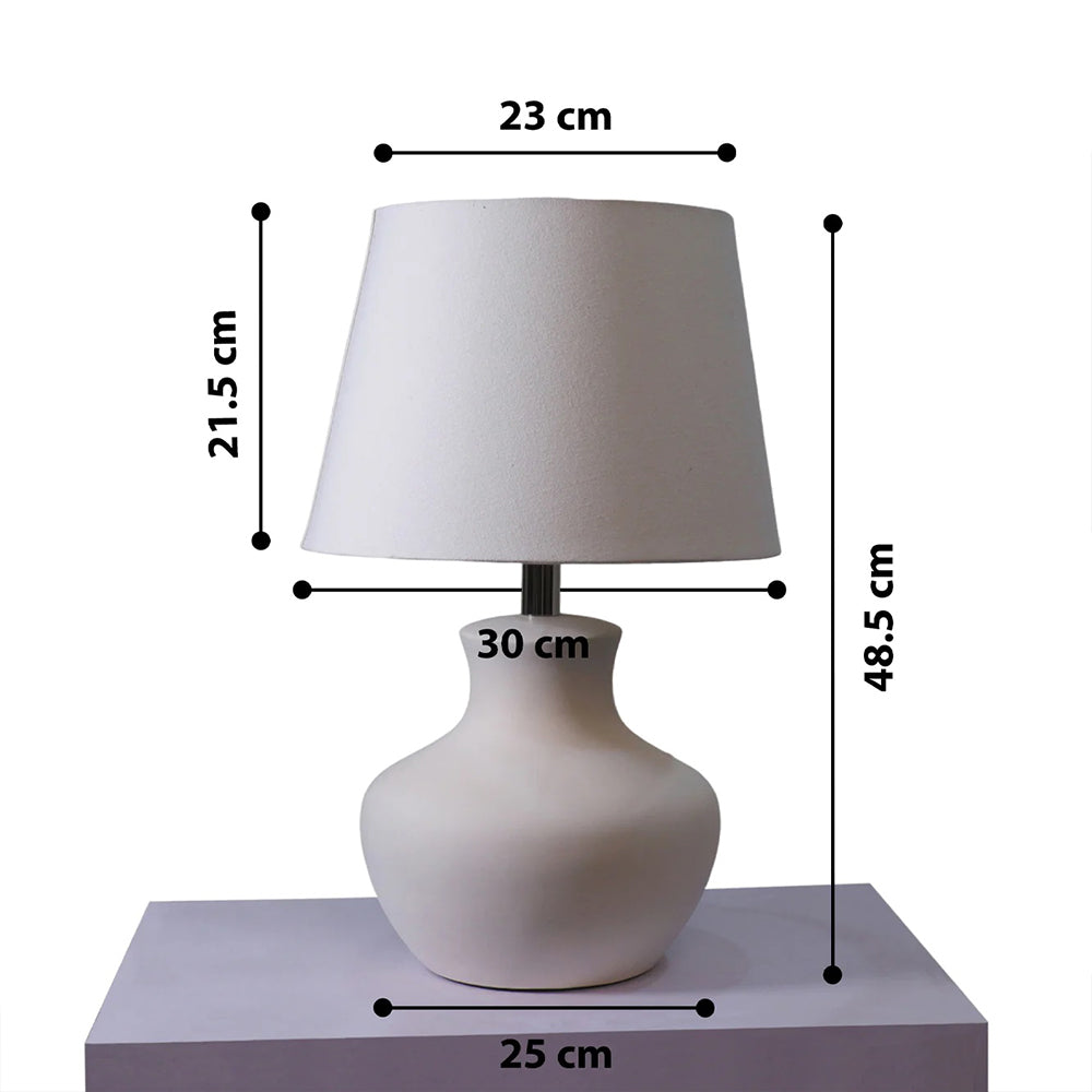 Table Lamp, Krug (Home Blitz), Nightstand Lamp, White Ceramic Smooth Lamp, Table Lamp - VT14205