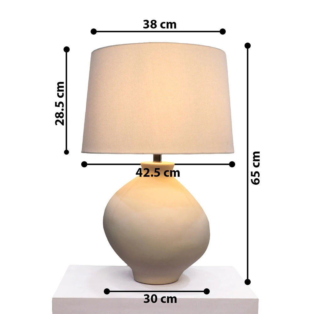 Table Lamp, Krug Oval (Home Blitz), Nightstand Lamp, Ceramic Off-White Lamp, Table Lamp - VT14207
