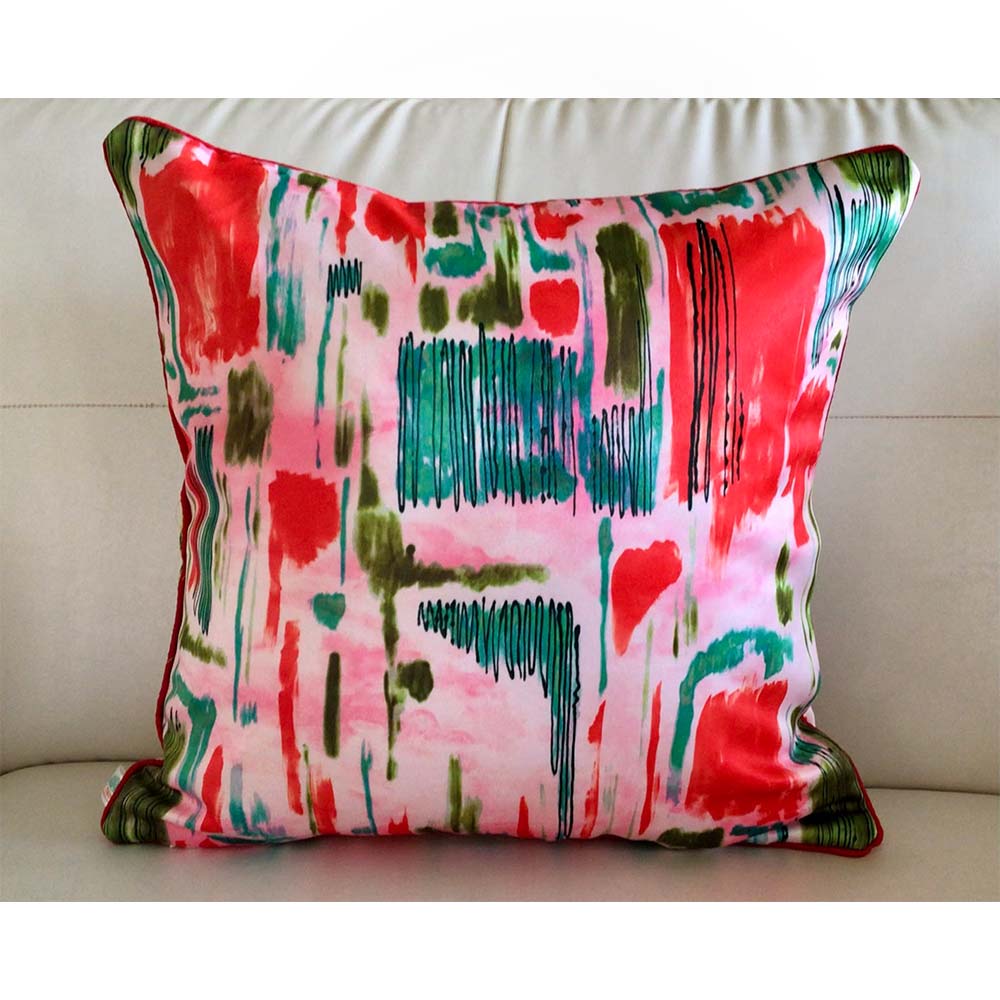 Cushion Covers(TSHWTP02M), Watercolor Tulips- REVERSIBLE- Cushion Covers- Blossom Pink- Set of 2, Cushion Covers - VT15346