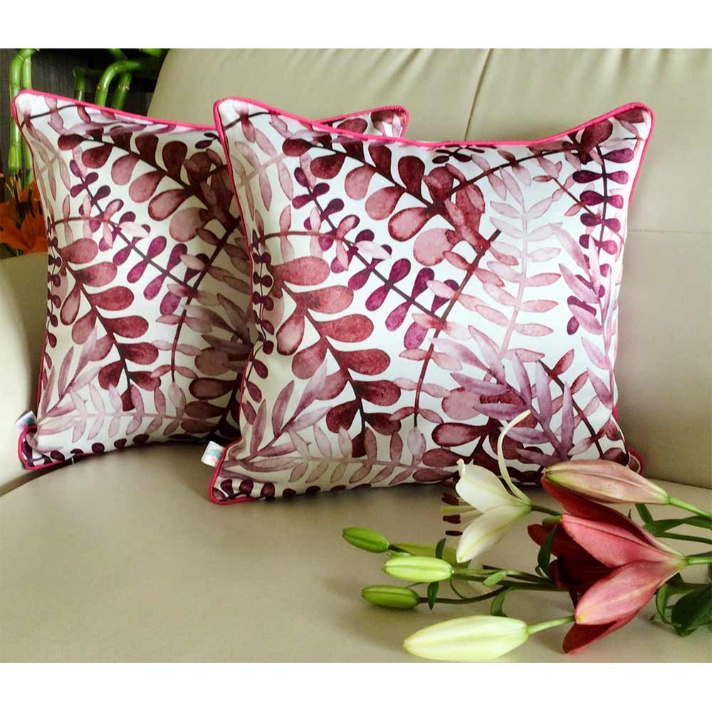 Cushion Covers(TSHPWOP02), Watercolor Orchids- REVERSIBLE- Cushion Covers- Fuchsia Pink- Set of 2, Cushion Covers - VT15365
