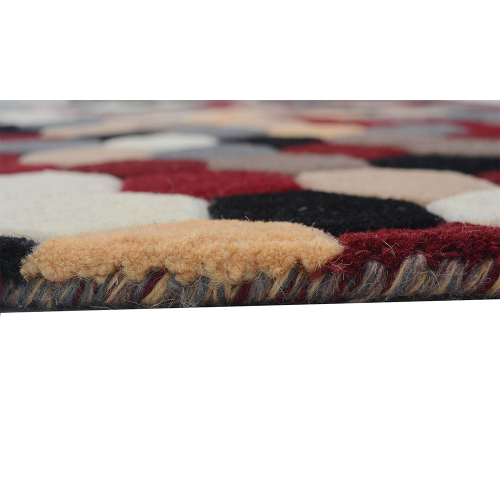 Rugs, (Presto), ICHT1001C3X5, Presto Red, Grey and Gold Geometric Hand Tufted Wool Carpet-VT15863-22X55 inches