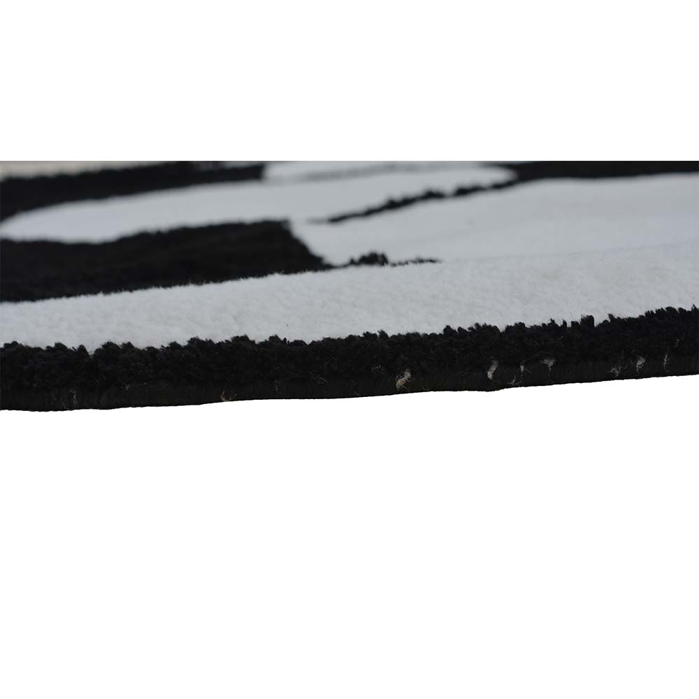 Rugs, (Presto), ICKC255C3X3, Football shaped Black and White Polyester Carpet, Rugs - VT-15962-36X36inches
