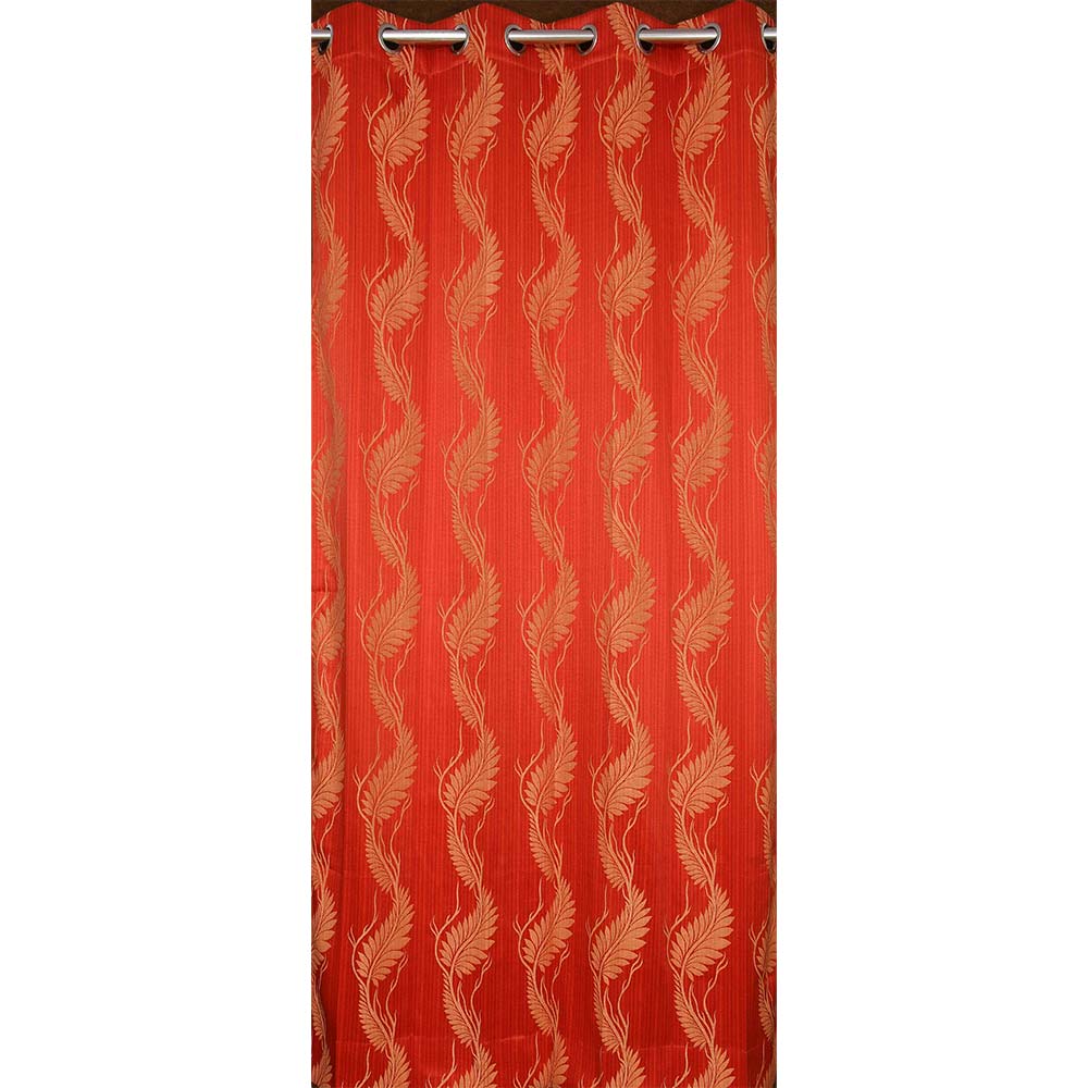 Curtain, (Presto) ICMMC21_LD2, Red Color Floral Long Door curtain Set of 2 (44 X 108 inches), Curtain-VT-16015-44X108 inches
