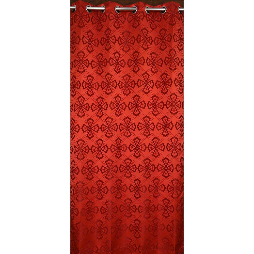 Curtain, (Presto) ICMML1731_W2, Red Color Abstract Window curtain Set of 2, Curtain-VT16034-44X60 inches