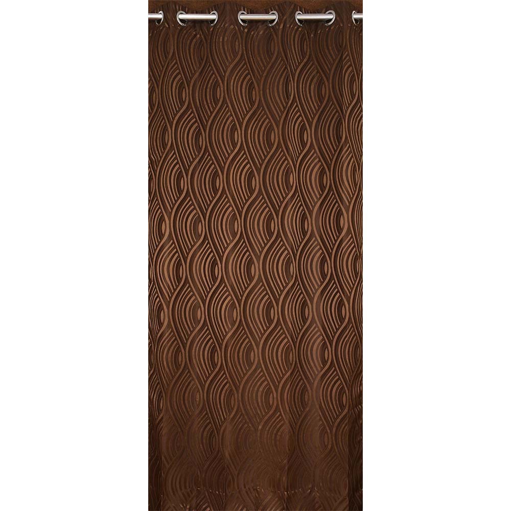 Curtain, (Presto) ICMML1742_D2, Brown Color Abstract Door curtain Set of 2, Curtain-VT16043