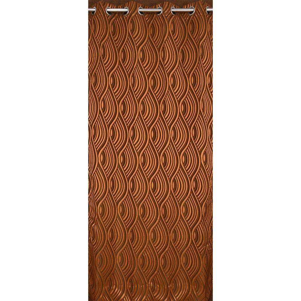 Curtain, (Presto) ICMML1748_LD2, Brown Color Abstract Long Door curtain Set of 2, Curtain-VT16049-44X108 inches