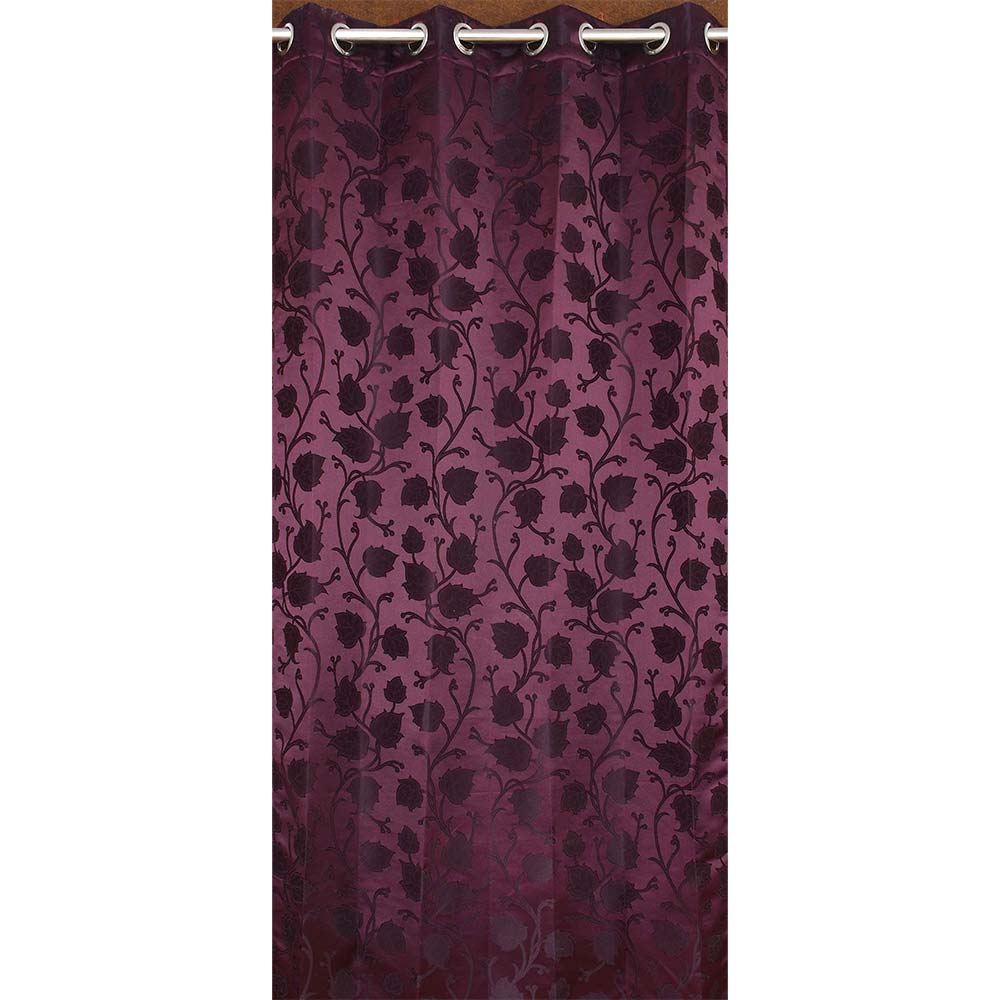 Curtain, (Presto) ICMML1757_LD2, Purple Color Floral Long Door curtain Set of 2, 44 X 108 inches, Curtain-VT16055-44X108 inches