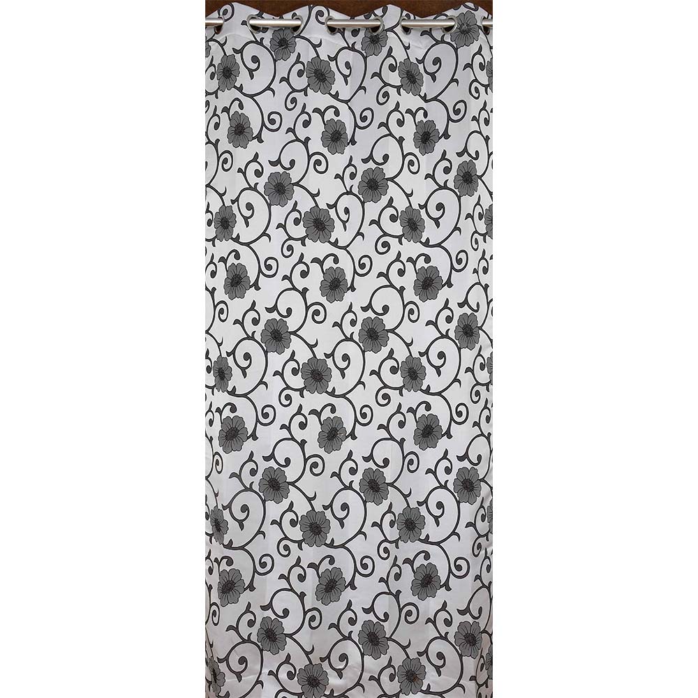 Curtain, (Presto) ICMML1765_LD2, Grey Color Floral Long Door curtain Set of 2, 44 X 108 inches, Curtain-VT16062-44X108 inches