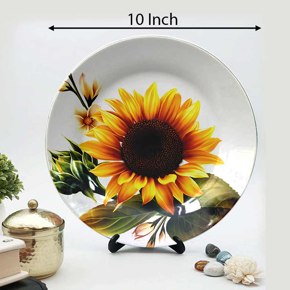 HMD Collections Traditional Art Decorative Ceramic Designer Plates with Stand for Home/Office, Wall Art - VT2092