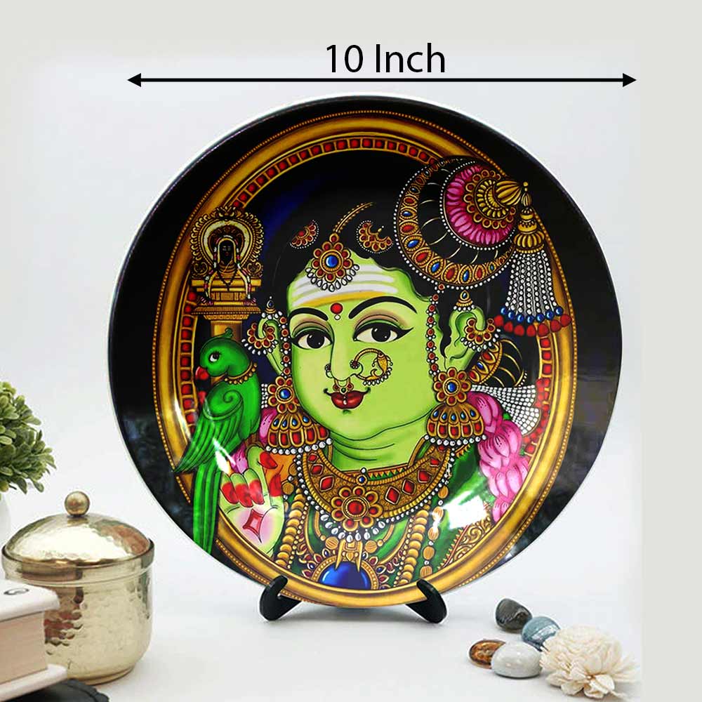 HMD Collections Traditional Art Decorative Ceramic Designer Plates with Stand for Home/Office, Wall Art - VT2110