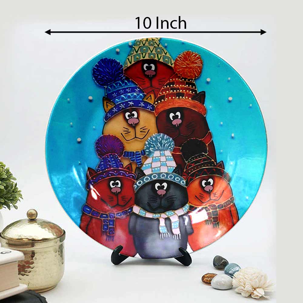 HMD Collections Traditional Art Decorative Ceramic Designer Plates with Stand for Home/Office, Wall Art - VT2112