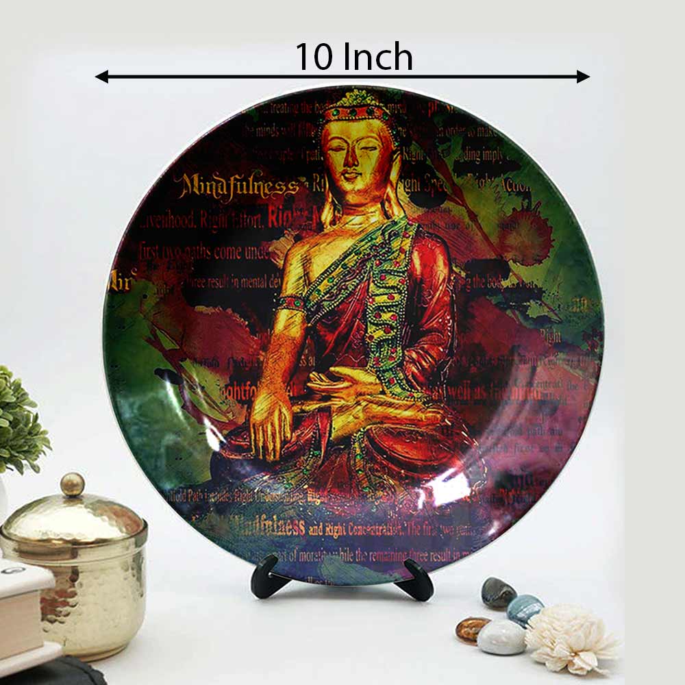 HMD Collections Traditional Art Decorative Ceramic Designer Plates with Stand for Home/Office, Wall Art - VT2120