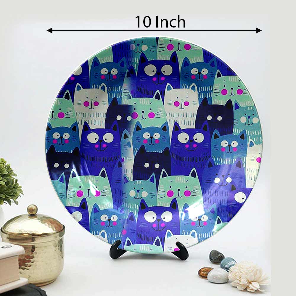 HMD Collections Traditional Art Decorative Ceramic Designer Plates with Stand for Home/Office, Wall Art - VT2122