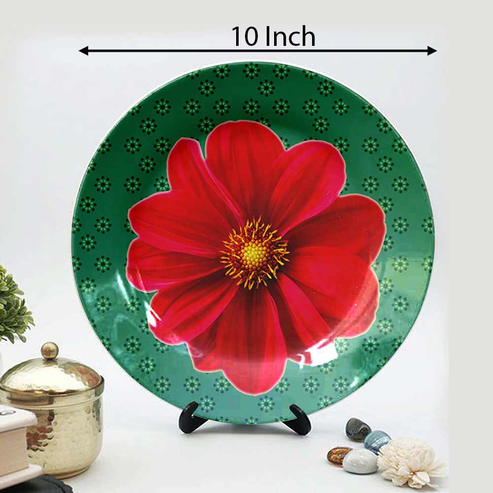 HMD Collections Traditional Art Decorative Ceramic Designer Plates with Stand for Home/Office, Wall Art - VT2128