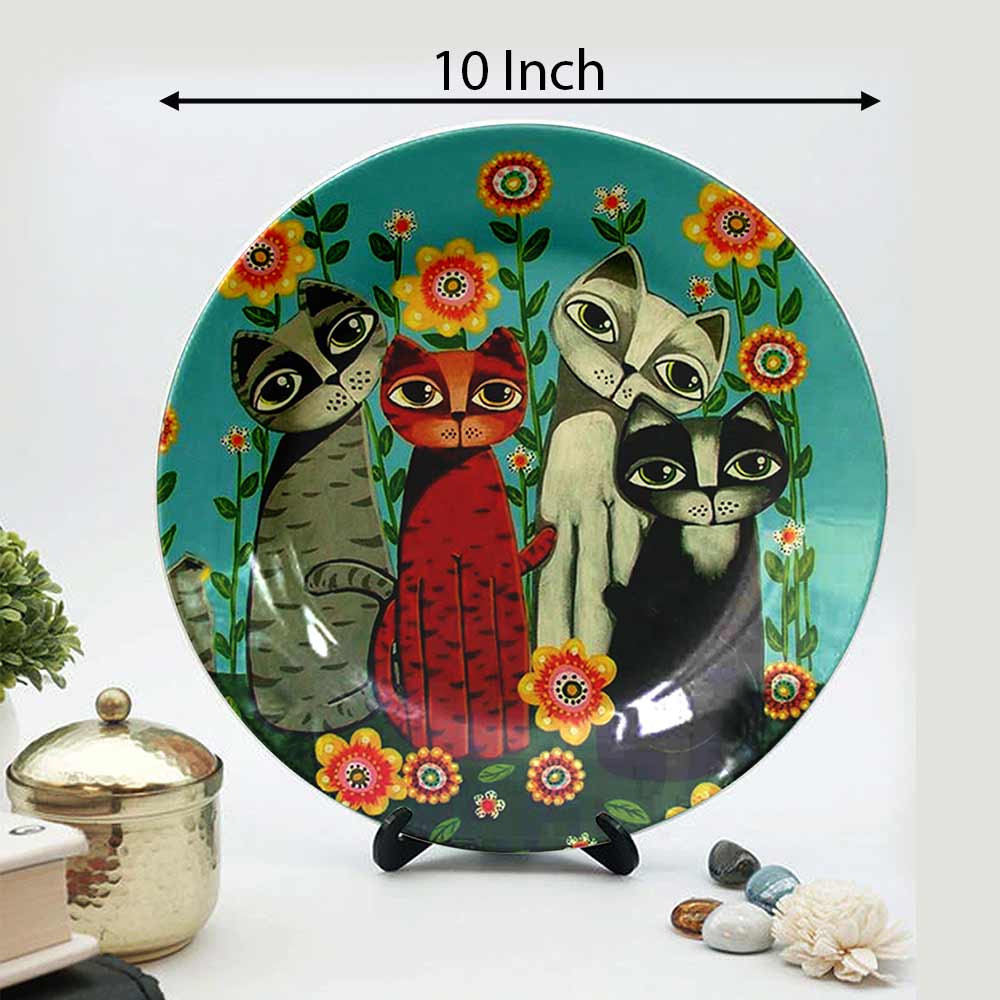 HMD Collections Traditional Art Decorative Ceramic Designer Plates with Stand for Home/Office, Wall Art - VT2131