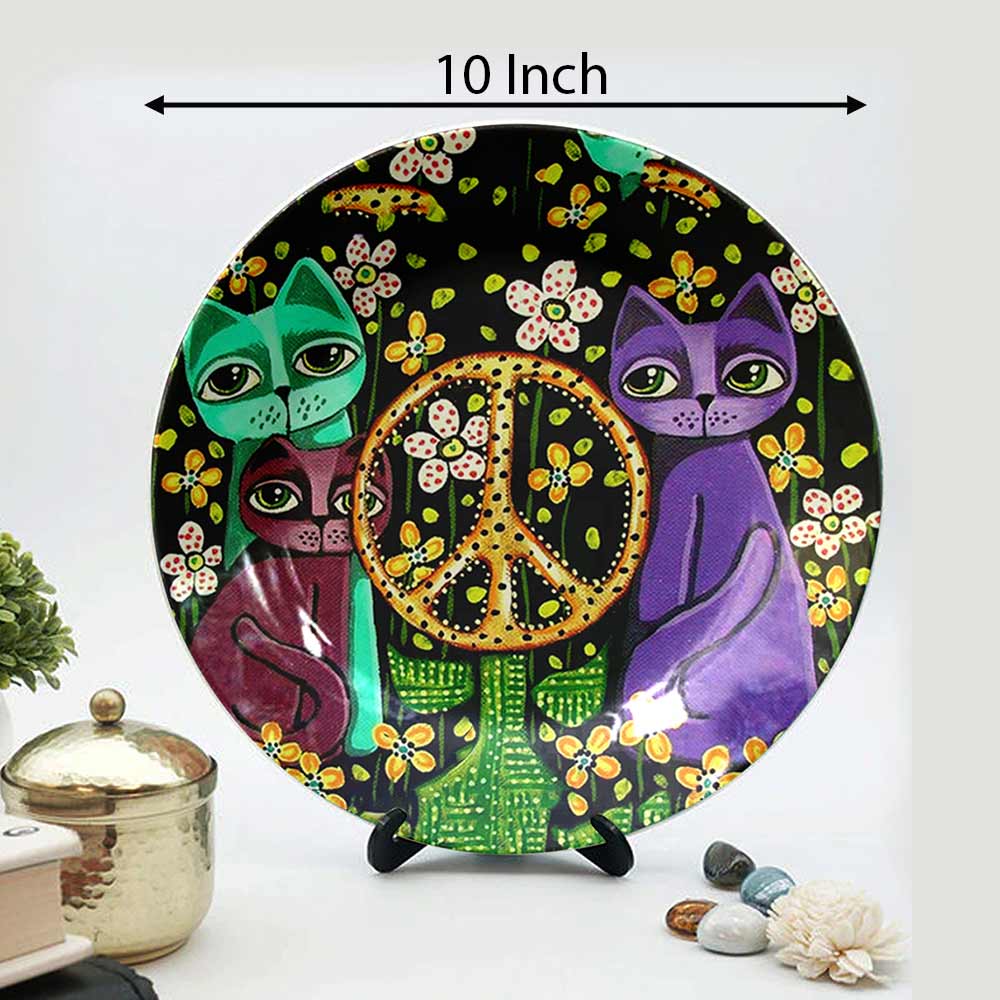 Traditional Art Decorative Ceramic Designer Plates with Stand for Home & Office, Wall Art - VT2133