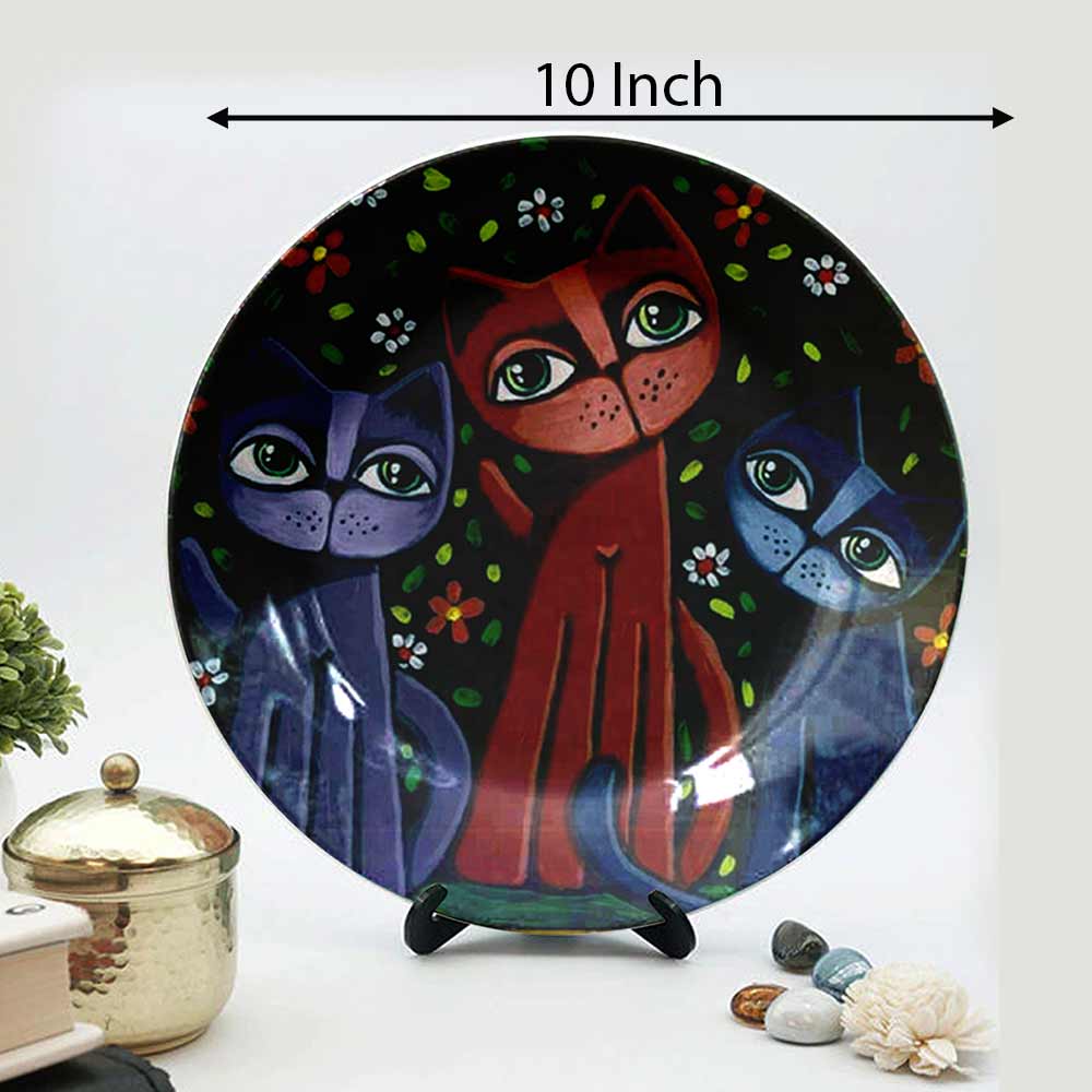 Traditional Art Decorative Ceramic Designer Plates with Stand for Home & Office, Wall Art - VT2137