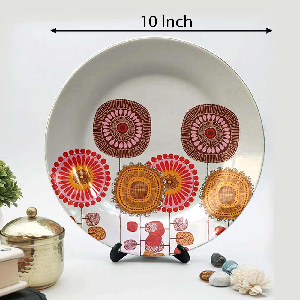 Traditional Art Decorative Ceramic Designer Plates with Stand for Home & Office, Wall Art - VT2138