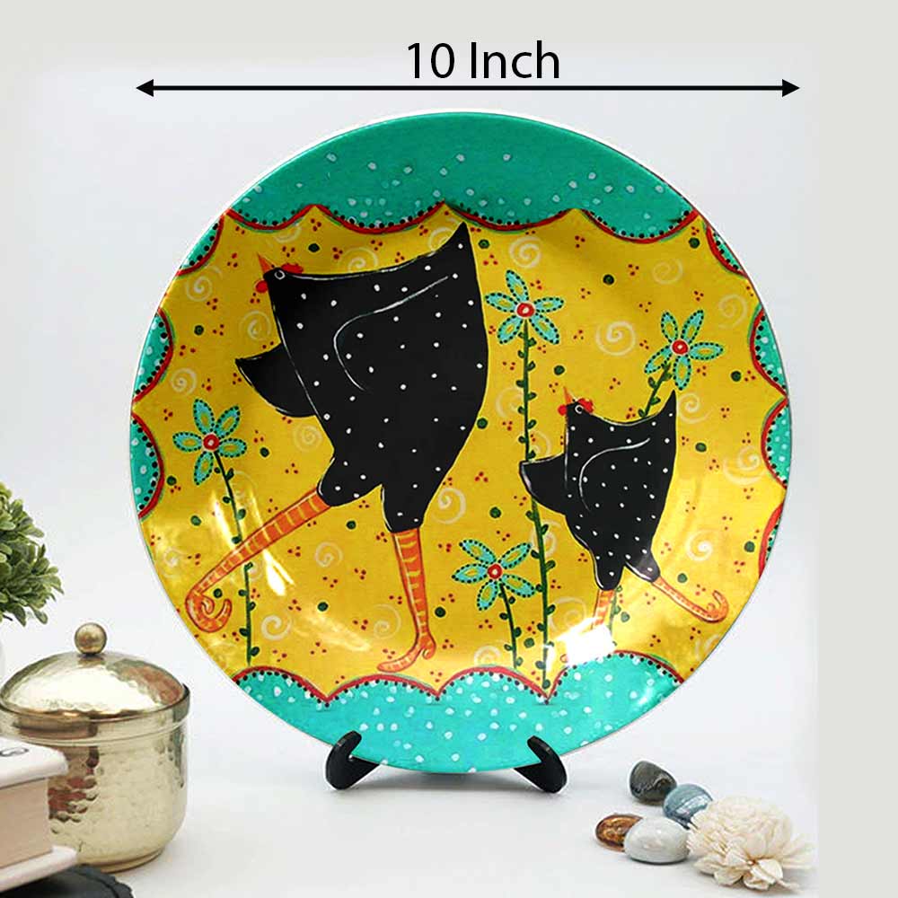 Traditional Art Decorative Ceramic Designer Plates with Stand for Home & Office, Wall Art - VT2143