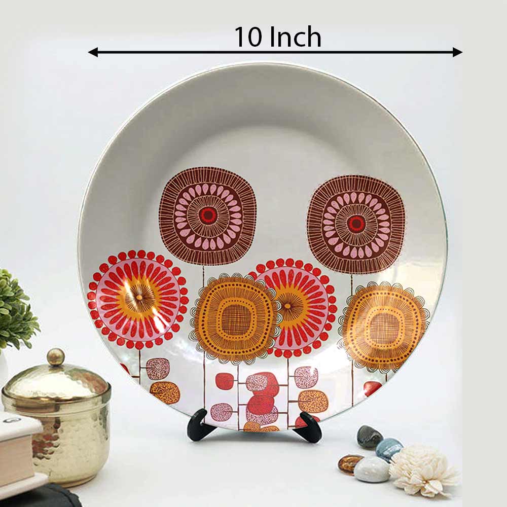 Traditional Art Decorative Ceramic Designer Plates with Stand for Home & Office, Wall Art - VT2144