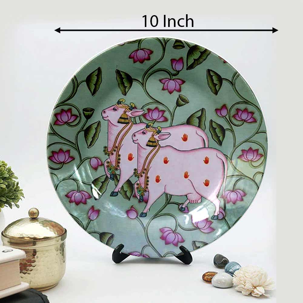 Traditional Art Decorative Ceramic Designer Plates with Stand for Home & Office, Wall Art - VT2146
