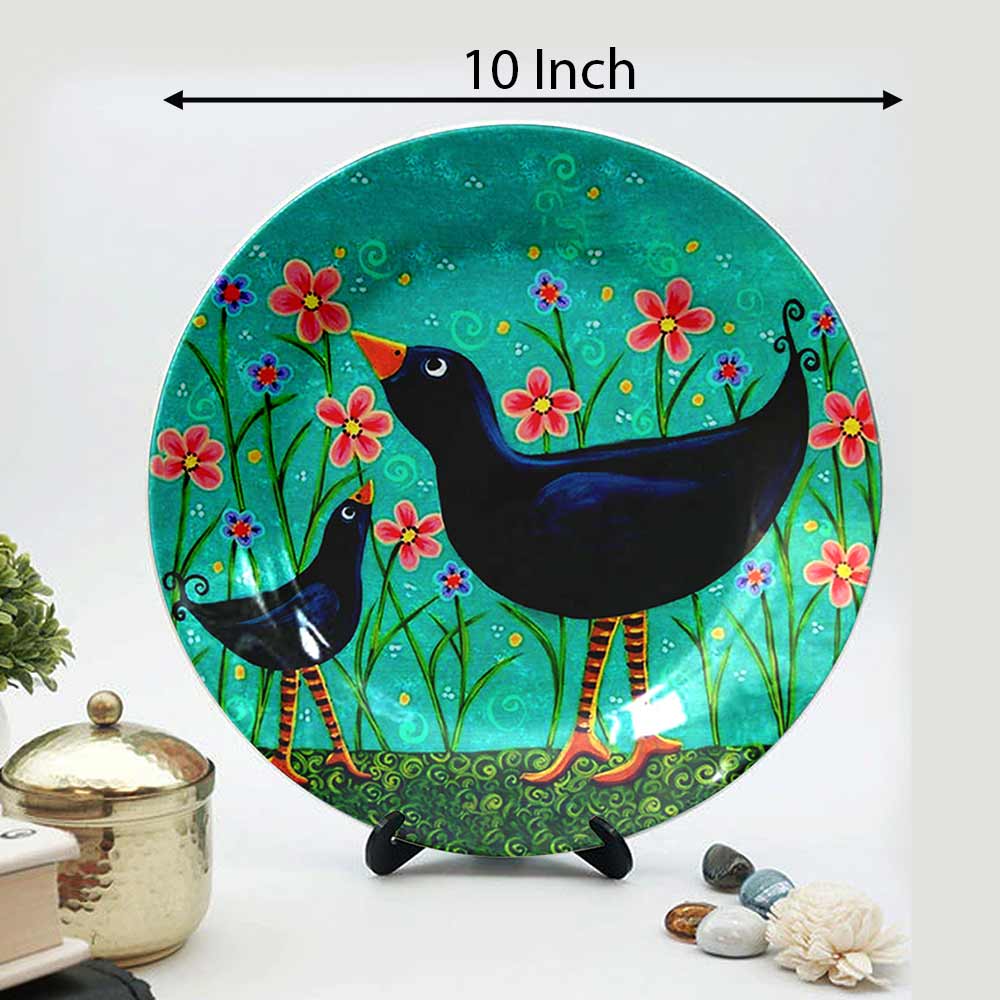Traditional Art Decorative Ceramic Designer Plates with Stand for Home & Office, Wall Art - VT2147