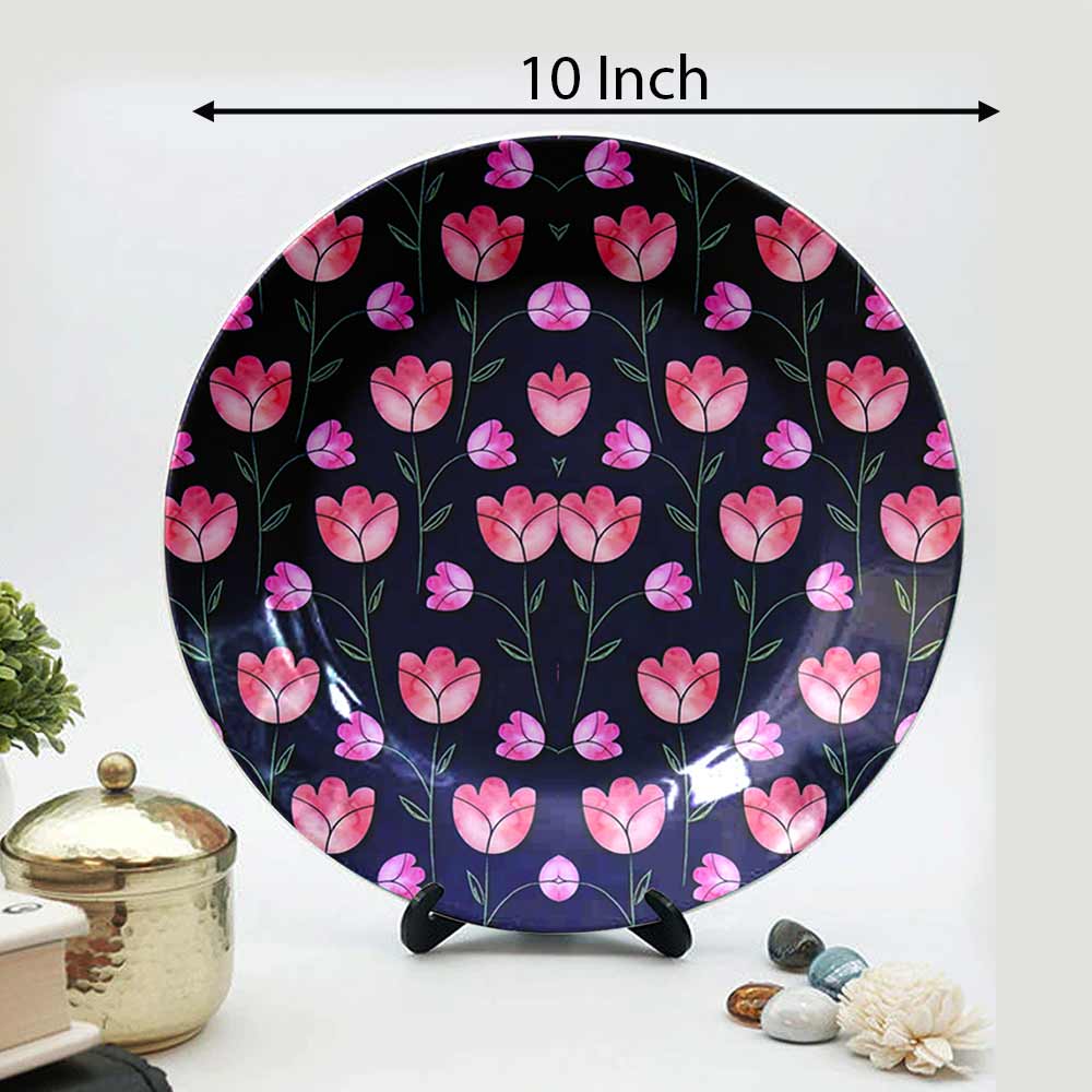 Traditional Art Decorative Ceramic Designer Plates with Stand for Home & Office, Wall Art - VT2149