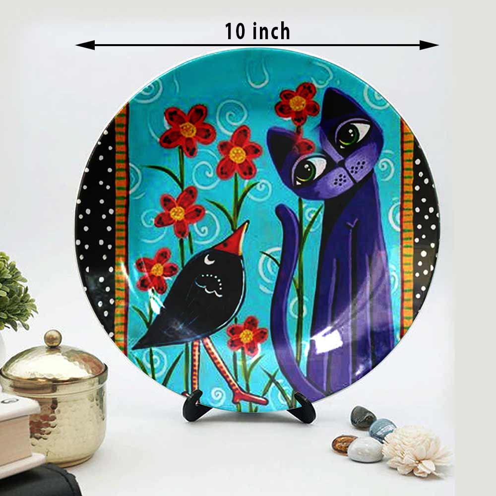 Traditional Art Decorative Ceramic Designer Plates with Stand for Home & Office, Wall Art - VT2152