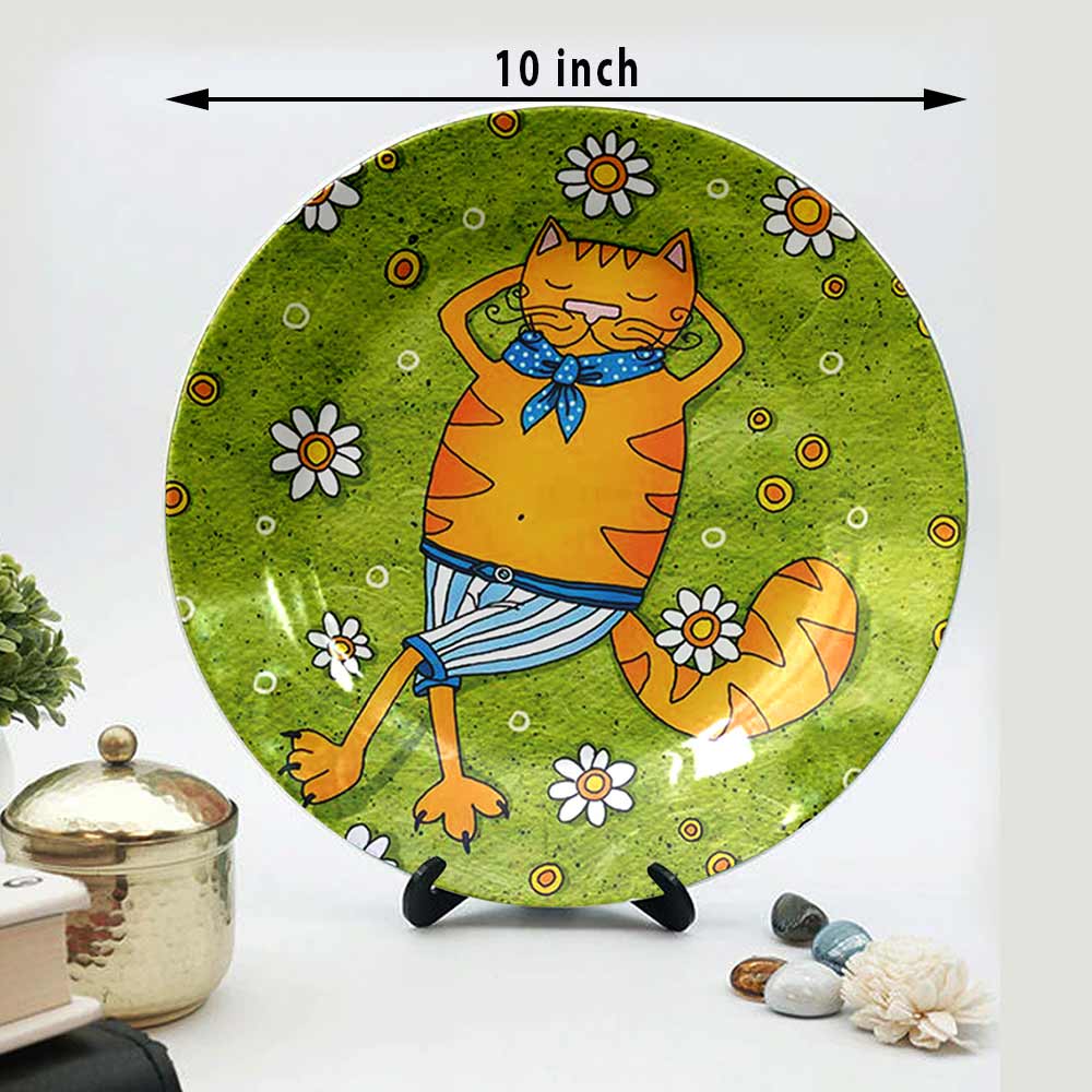 Traditional Art Decorative Ceramic Designer Plates with Stand for Home & Office, Wall Art - VT2153