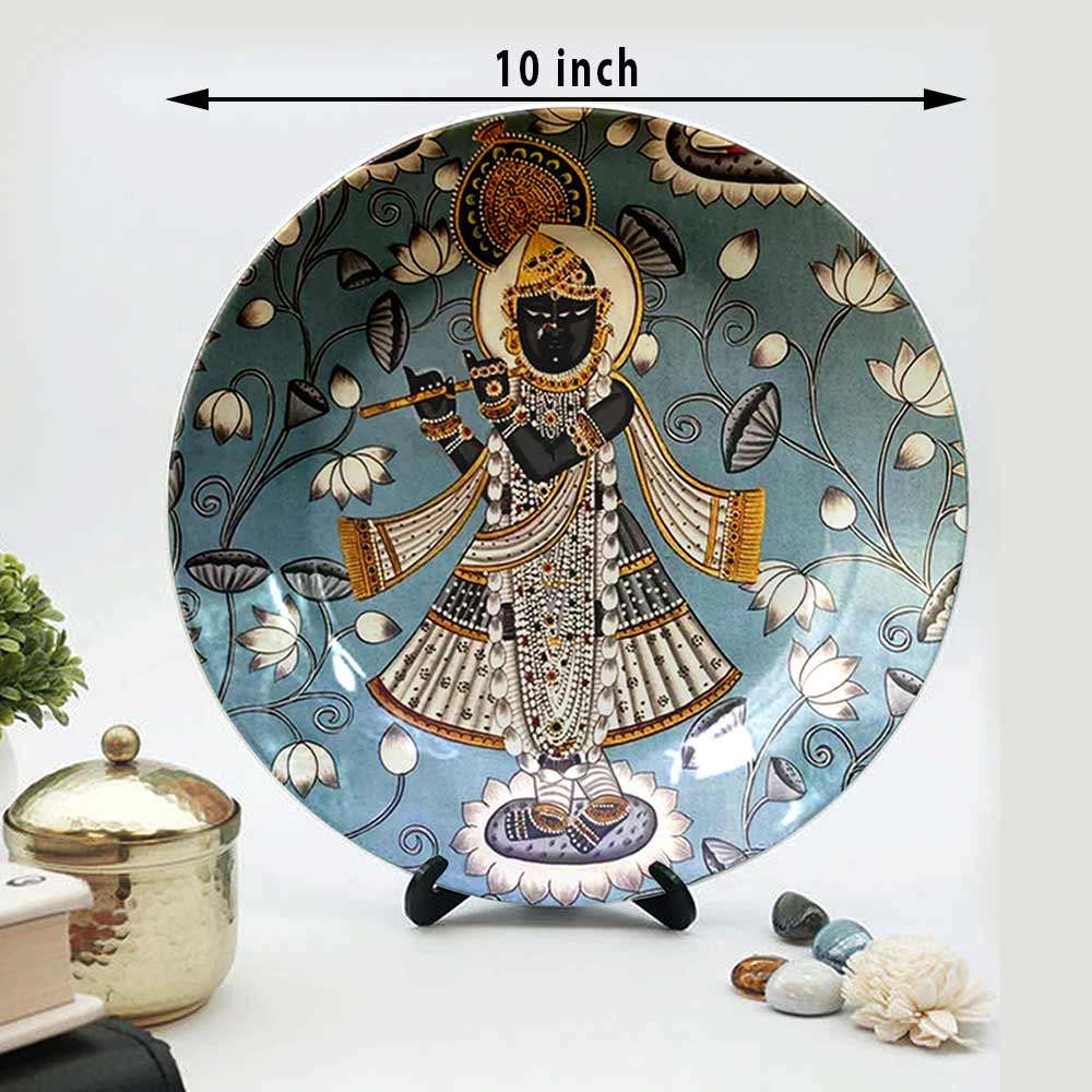 Traditional Art Decorative Ceramic Designer Plates with Stand for Home & Office, Wall Art - VT2154