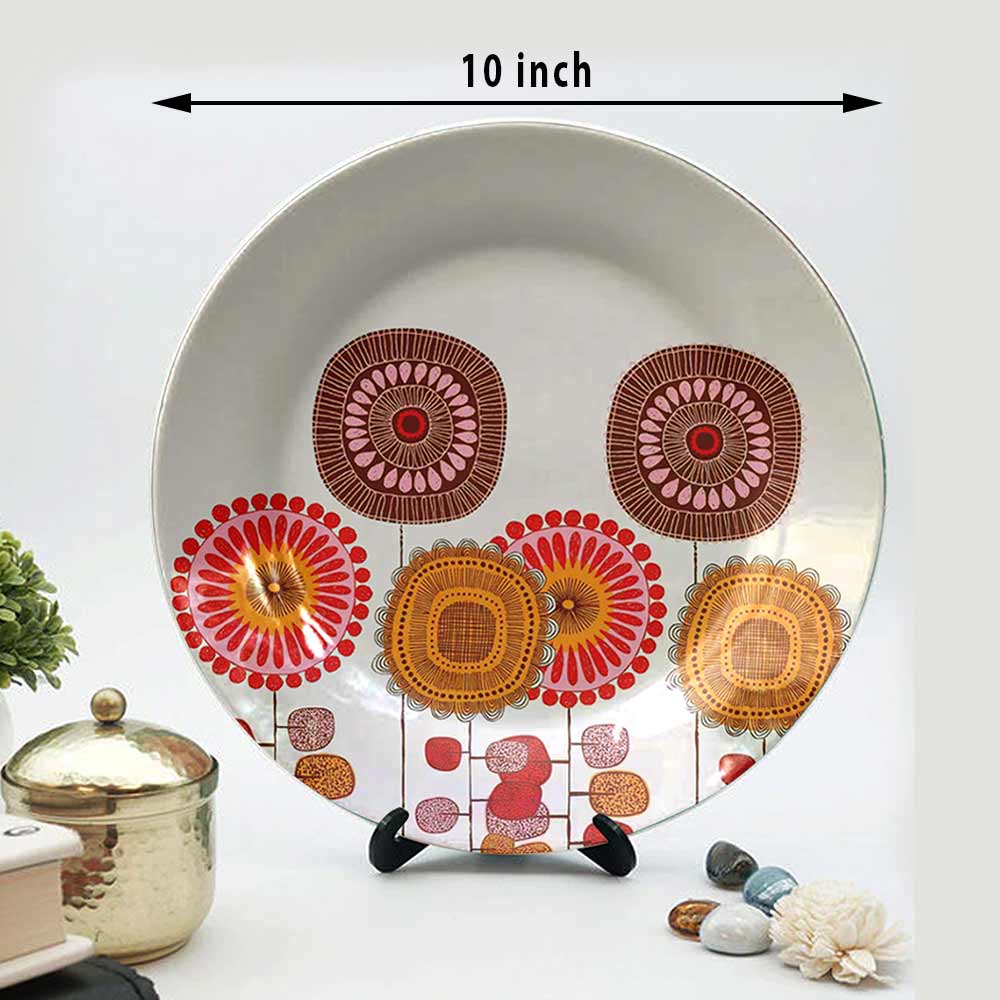 Traditional Art Decorative Ceramic Designer Plates with Stand for Home & Office, Wall Art - VT2155