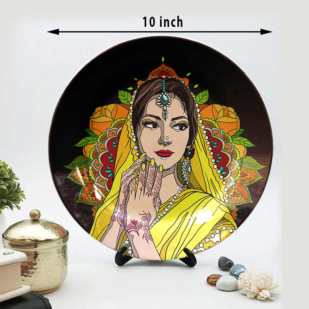 Traditional Art Decorative Ceramic Designer Plates with Stand for Home & Office, Wall Art - VT2156